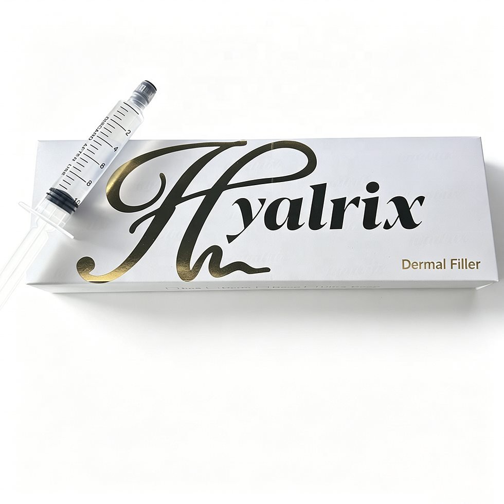 Hyalrix 10ml white gold dermal filler box and syringe clean product photo
