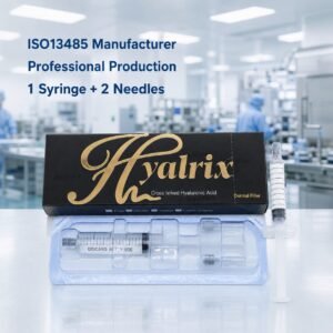 Hyalrix 20ml black-gold dermal filler with professional production and ISO13485 manufacturer text