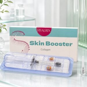 Hyalrix Collagen Skin Booster premium product hero image with syringe tray